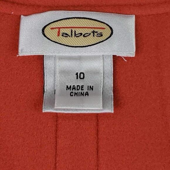 Talbots Blazer Women's Size 10 Orange Wool Long Sleeve Open Jacket - Picture 6 of 9